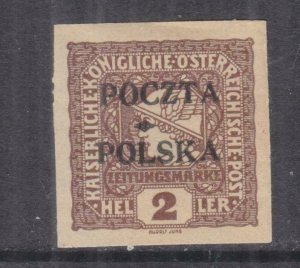 POLAND, Newspaper Stamps, 1919 Cracow overprint, 2h. Brown, lhm.