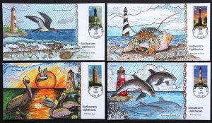 U.S. Used #3787 - 3791 37c SE Lighthouses Set of 4 Collins First Day Covers (FDC