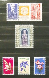 7898   Andorra, Fr   MNH # 218a, 221, 222, 224, 226              CV$ 12.30