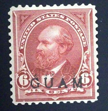 Scott Guam#6 - VF - 6c Lake - Garfield - Guam Overprint - OG - 1899