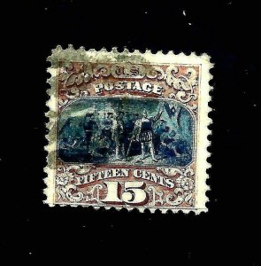 Scarce US #118 Type I ~ Sound 15c Bi-Color Grilled Pictorial Issue of 1869