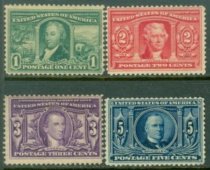 EDW1949SELL : USA 1904 Scott #323-26 Fine-Very Fine, Mint Regummed. Catalog $180