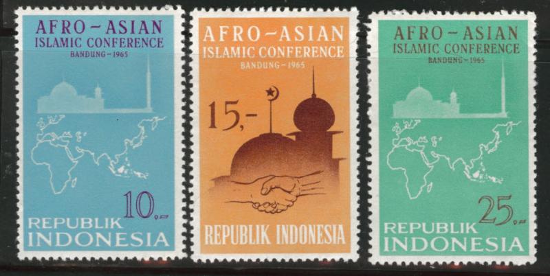 Indonesia Scott 651-653 MH* Map Mosque short set