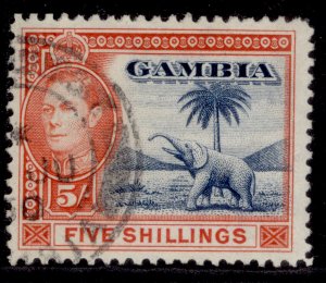 GAMBIA GVI SG160, 5s blue & vermilion, FINE USED.