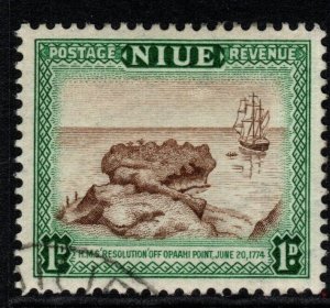 NIUE SG114 1950 1d BROWN & BLUE-GREEN FINE USED