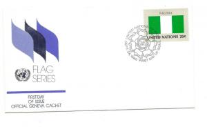 United Nations #389 Flag Series 1982, Nigeria, Official Geneva Cachet, FDC