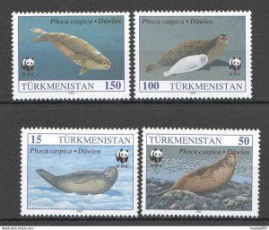 1993 Turkmenistan Fauna Wwf Seals Marine Life Fauna Set ** Tk008