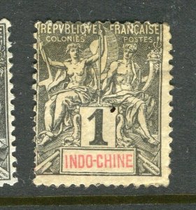 FRENCH INDO-CHINE; 1890s early classic Tablet issue used shade of 1c. value