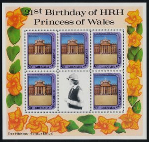 Grenada Grenadines 485,7,9 Sheets MNH Princess Diana 21st Birthday, Flowers