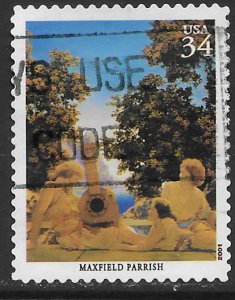 US #3502b  used. Maxfield Parrish. American Illustrators.