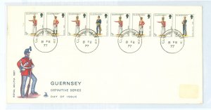 Guernsey 96-102A Royal Militia assortment of 8 mercury 1st day cachet #10 cover unaddressed