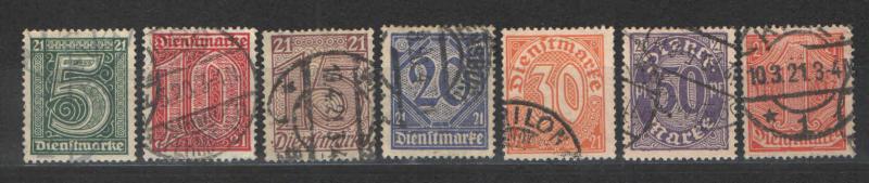 Germany 1920 Sc# OL9-OL15 East Prussian Officials Used LH/H VF
