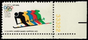 US #C85 Olympic Skiing P# Single; MNH