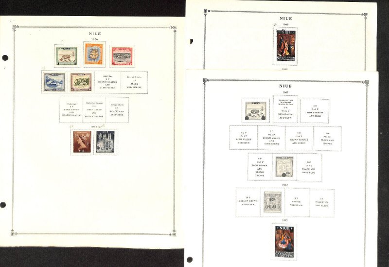 Niue & Norfolk Stamp Collection on 23 Scott International Pages, 1902-1976