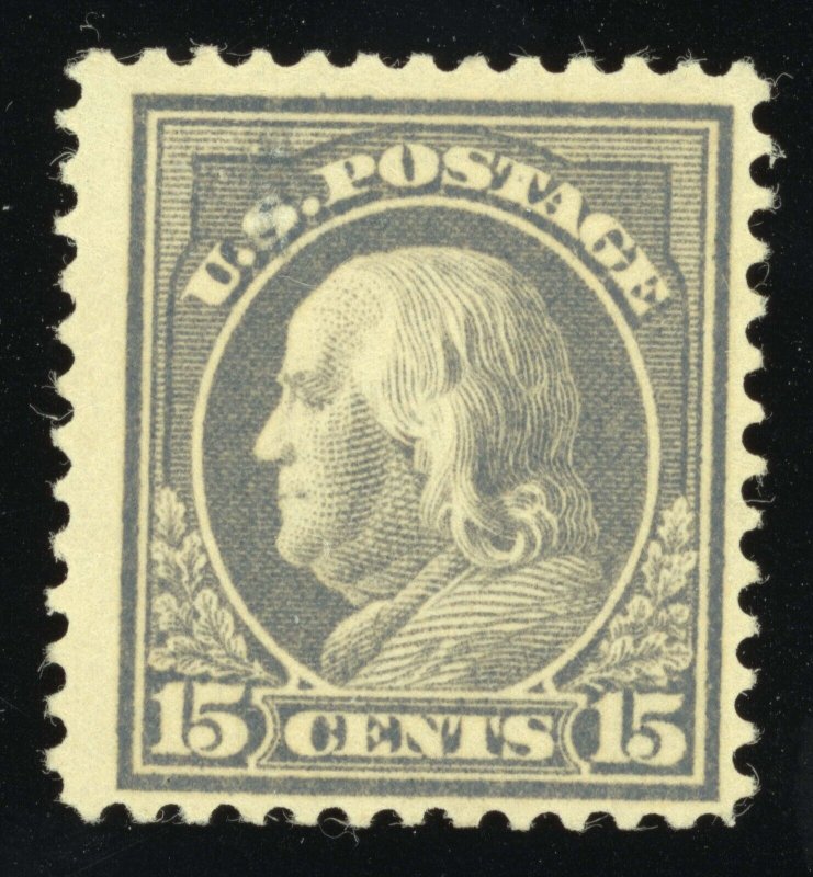 US Scott 418 Mint HR OG 15c perf 12 Franklin 1912   Lot T287 bhmstamps