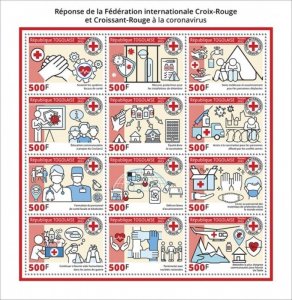 Togo - 2022 Red Cross Pandemic Response - 12 Stamp Sheet - TG220134a