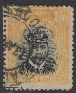 SOUTHERN RHODESIA SG11 1924 1/6 BLACK & YELLOW USED