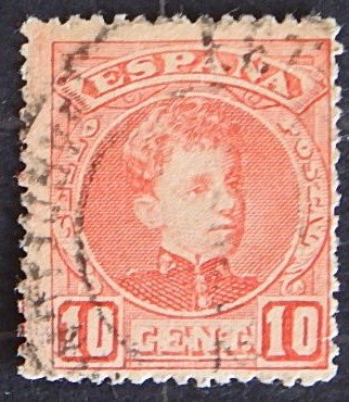 Spain, 1901, King Alfonso XIII - Blue Control Numbers on Backside, YT #214