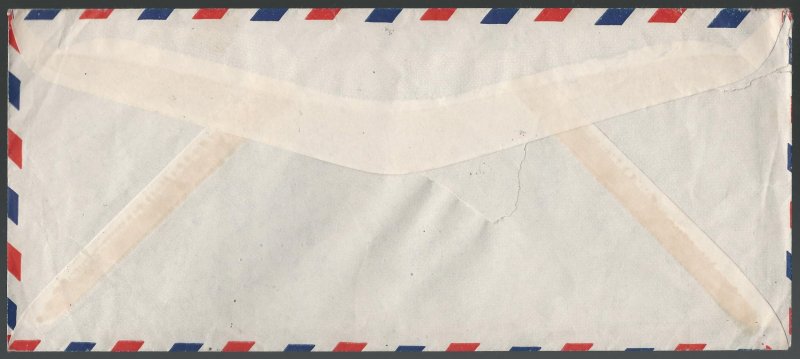 1950 Lebanon Airmail Cover to USA, with 50 P Brick Red (Sc. #C147B) & 15 P Green