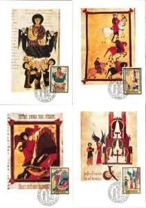 63760 - SPAIN - POSTAL HISTORY: set of 8 MAXIMUM CARD 1975 - ART RELIGION BIRDS-