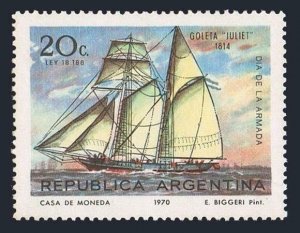 Argentina 921,MNH.Michel 1061. Navy Day 1970.Schooner JULIET.