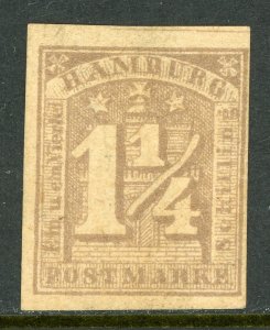Germany States 1864 Hamburg 1¼s Lilac Scott #9a Mint G447