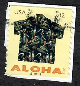 US #4599 Aloha Shirt Used PNC Single Plate #S111111 on paper