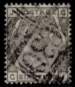 GB QV SG147, 6d grey plate 15, USED. Cat £45. C30 VALPARAISO GJ