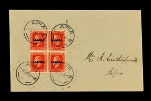 [SAMOA] 1919 1s SG 142b Vertical Pairs on Cover / Block-of-4
