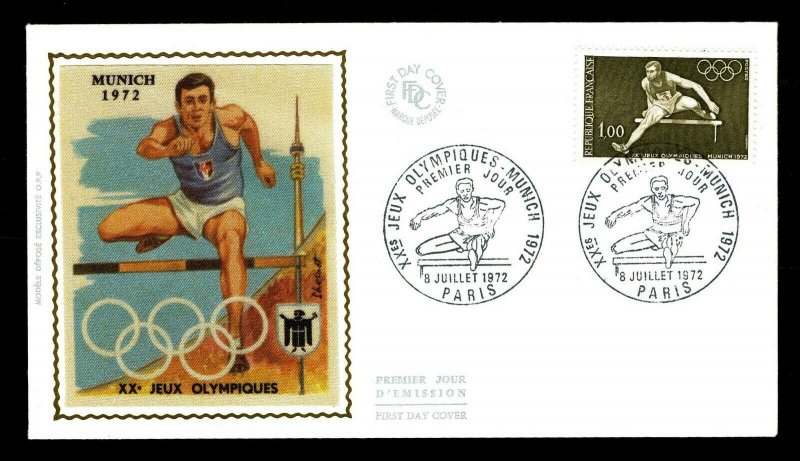 1972 France #1348 20th Olympic Games - Munich - FDC - Silk Cachet  (E#5167)