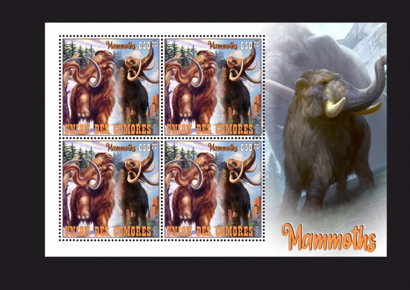 Stamps.Prehistoric Fauna Mammoths 2024 8 sheets  perforated NEW