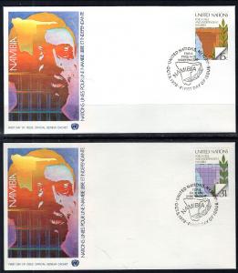 UN New York 312-313 Namibia Geneva Set of Two U/A FDC