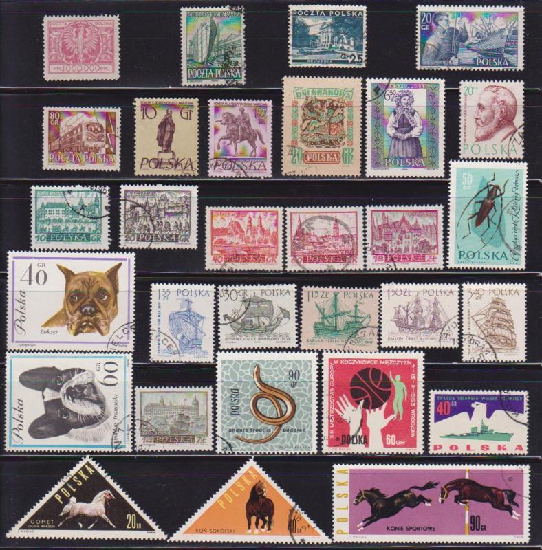 30 Different F-VF Used Poland Stamps # 1  - I Combine S/H