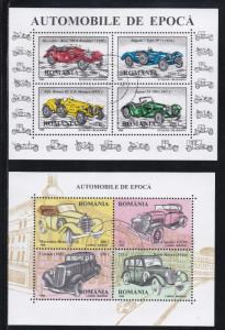 Romania # 4132-4133, Antique Autos, Used - CTO, 1/2 Cat.