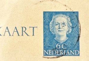 Netherlands  postal card cut square 1952 Queen Juliana 6 Dutch cents used