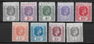 Mauritius 211-19 KGVI short set MH