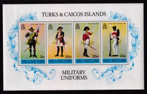 Turks and Caicos 302a Uniforms Souvenir Sheet MNH VF