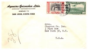 1954 COSTA RICA MULTI STAMP TO UNITED STATES  ( Postal History ), 1954