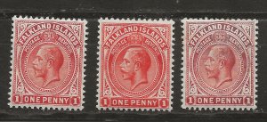 Falkland Is 31, 31c, 31d SG 61, 61c, 61d MLH VF 1912-20 SCV $20.50 (jr)