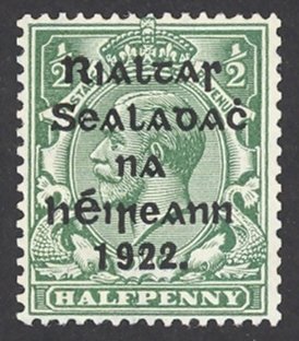 Ireland Sc# 19 MH 1922 ½p Harrison Overprint