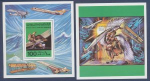 LIBYA - Scott 774 & 775  - MNH S/S perforated - airplanes - 1978