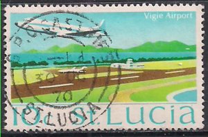 St Lucia 1970  -73 QE2 10c Vigie Airport used SG 281 ( G1311 )