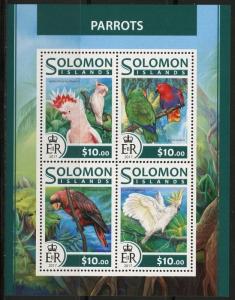 SOLOMON ISLANDS 2017 PARROTS SHEET  MINT NH 