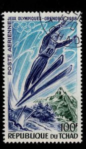 Chad TCHAD Scott C24 Used  airmail stamp Ski Jumper