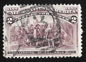 231 2 cent SUPERB FANCY Violet, Columbia Issue Stamp used F