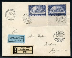 AUSTRIA SCOTT #B110a  EUROPA WIPA PAIR ON REGISTERED FIRST DAY COVER