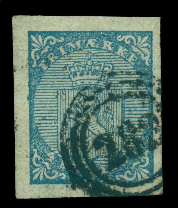 NORWAY  1855  Lion  4s blue  Scott # 1 used VF-XF with 282  SON cancel 