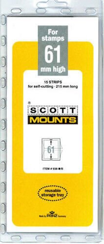 Scott/Prinz Pre-Cut Strips 215mm Long Stamp Mounts 215x61 #938 Black