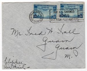 Clipper 25c(2) airmail from Calif. to Guam, Dec. 1936