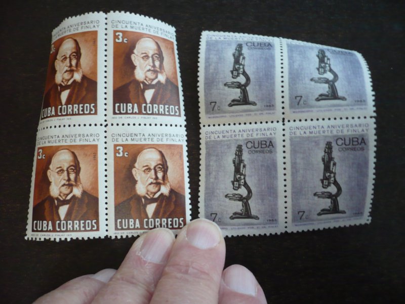 Stamps - Cuba - Scott# 989-995 - Mint Hinged Set of 7 Stamps in Blocks of 4